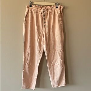 Loft Made and Loved women’s large apricot button-fly paper bag denim pants